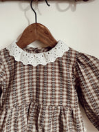 Combinaison bloomer a carreaux col dentelle bébé Liv&Ciboulette