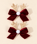 Barrettes noeud cerf bordeaux