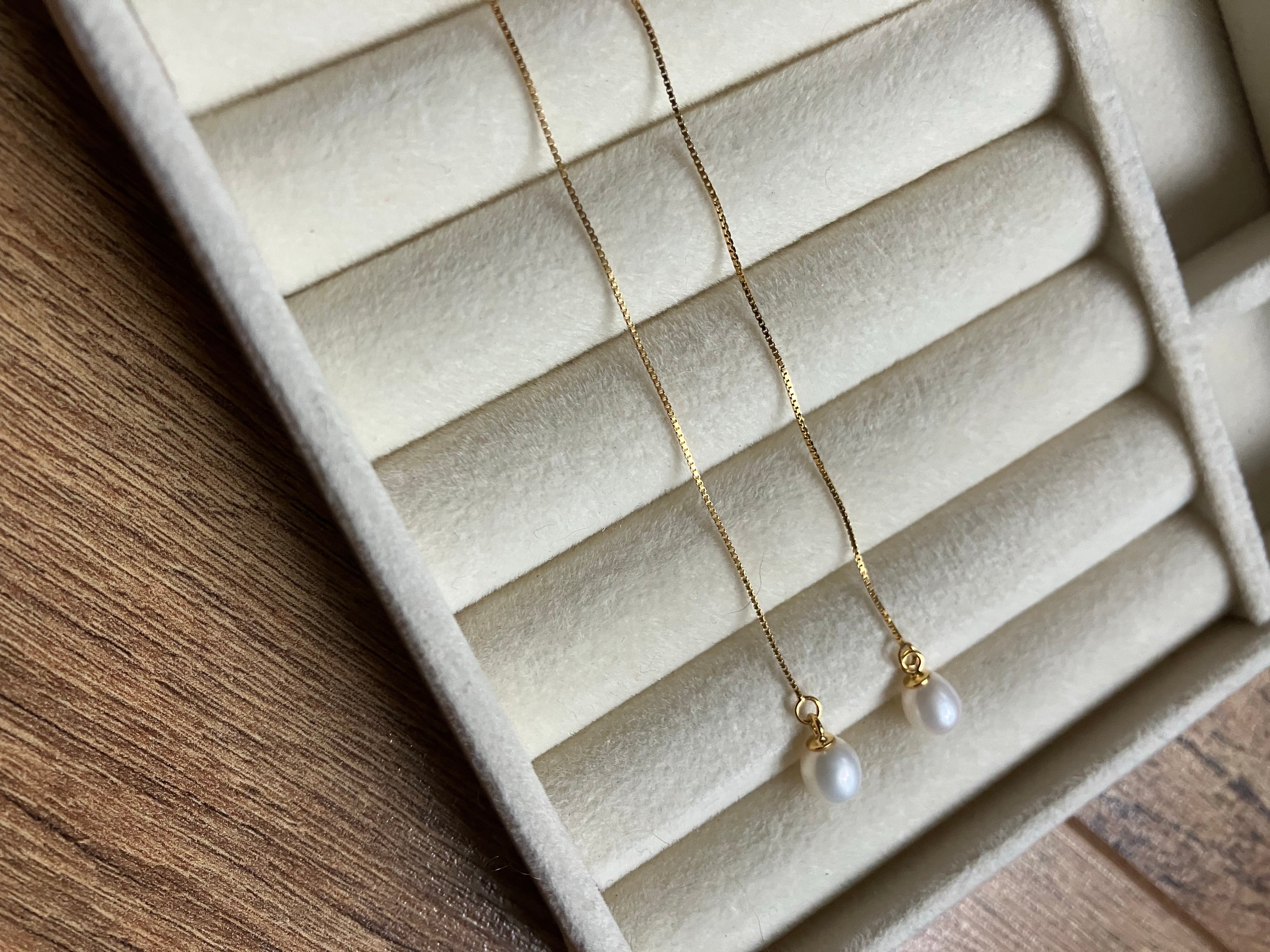 boucles d’oreilles maille vénitienne et perle d’eau douce Liv&Ciboulette