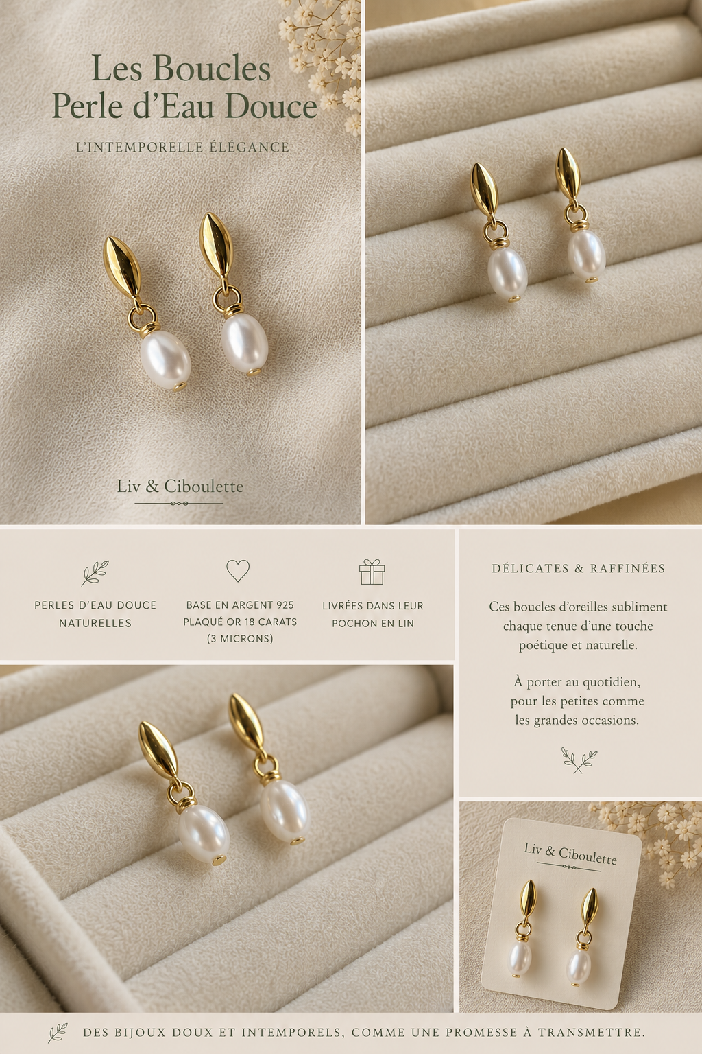 boucles d’oreilles perles d’eau douce Liv&Ciboulette