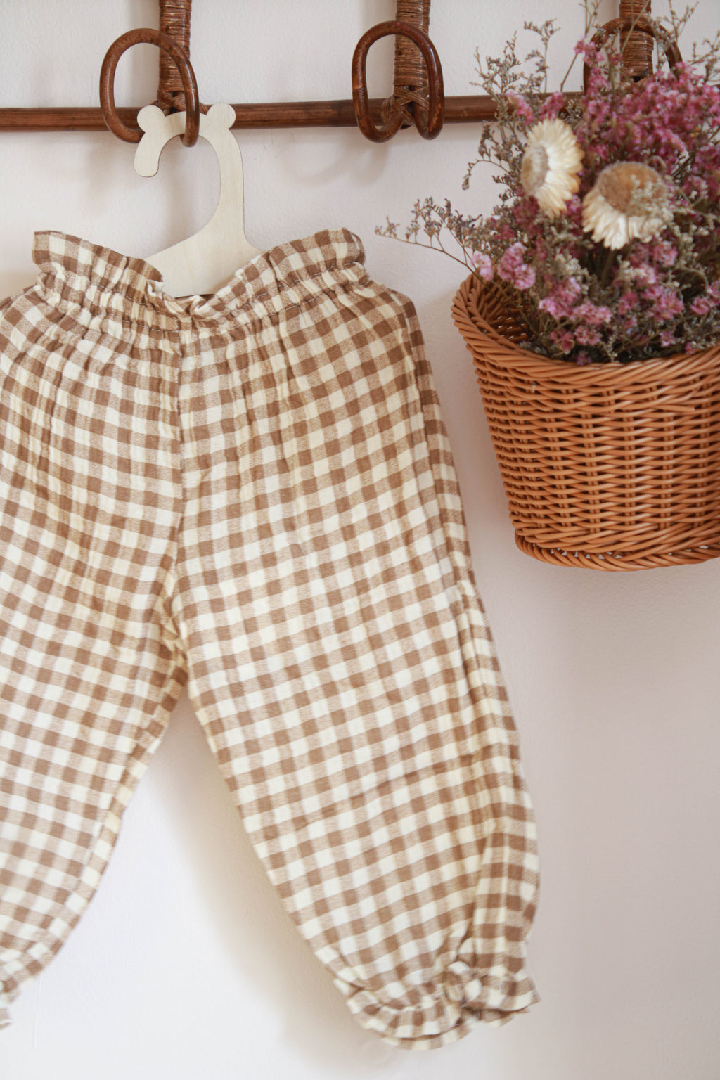Pantalon Salomé vichy beige mixte Liv&Ciboulette