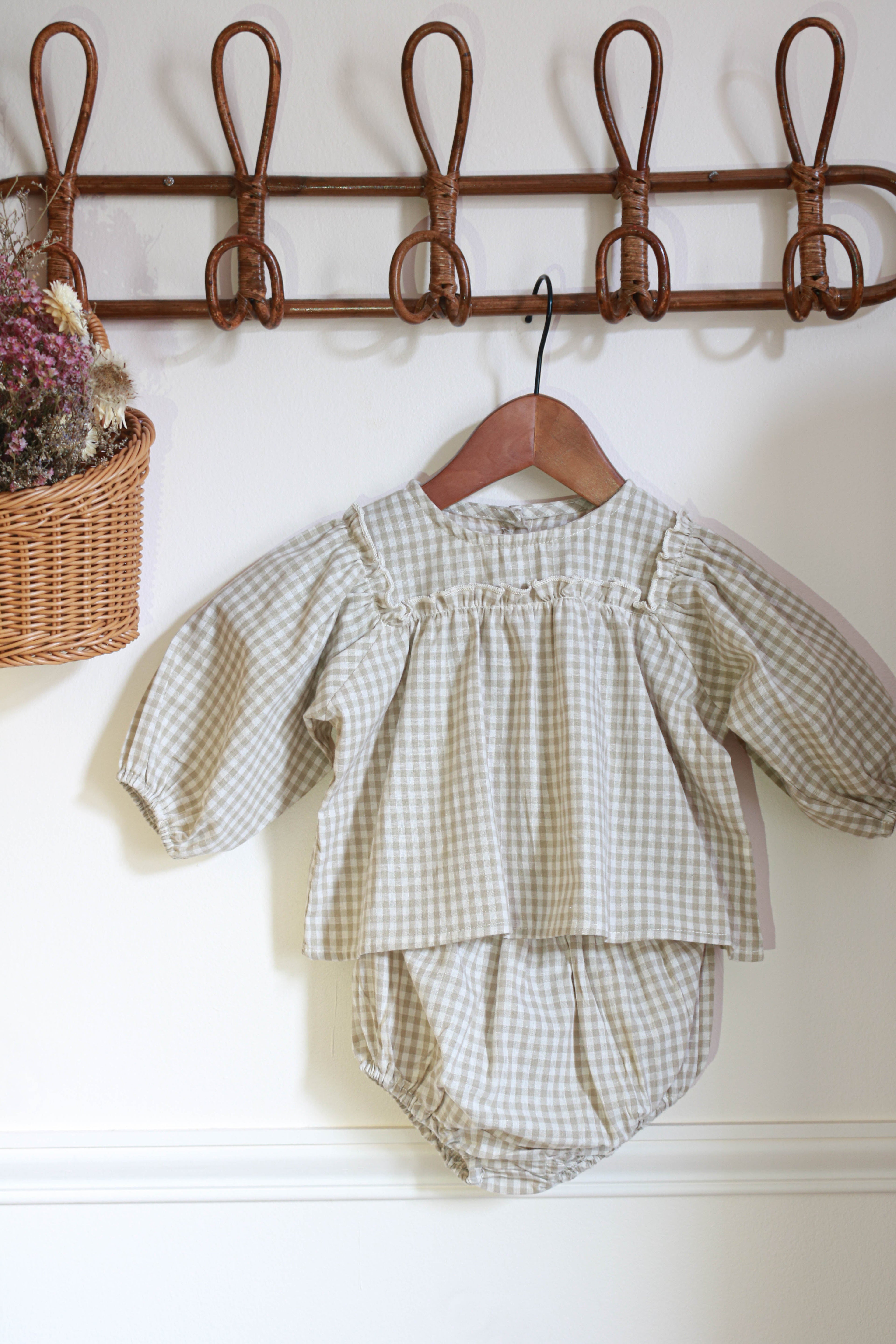 Ensemble bloomer vichy fille Liv&Ciboulette
