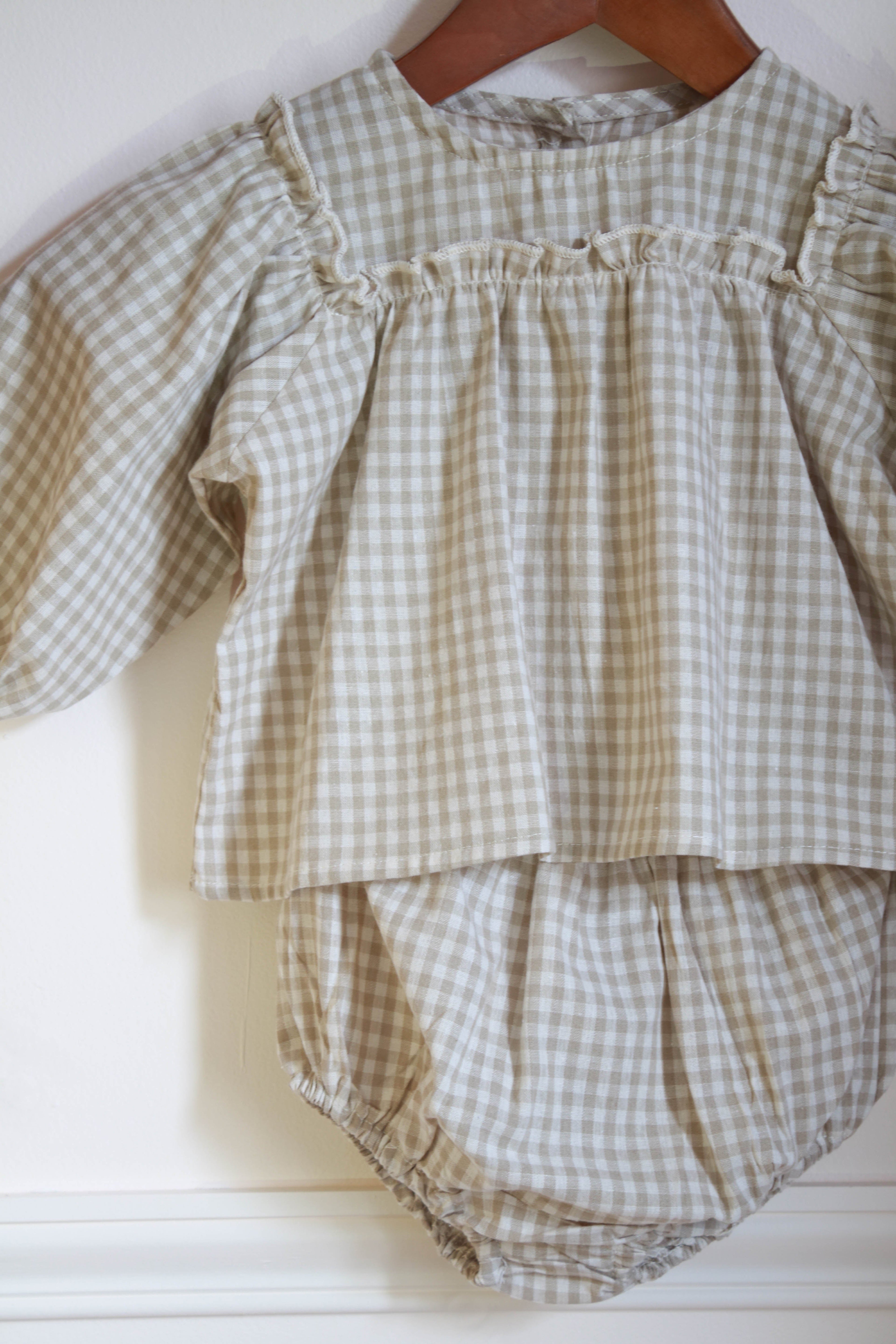 Ensemble bloomer vichy fille Liv&Ciboulette