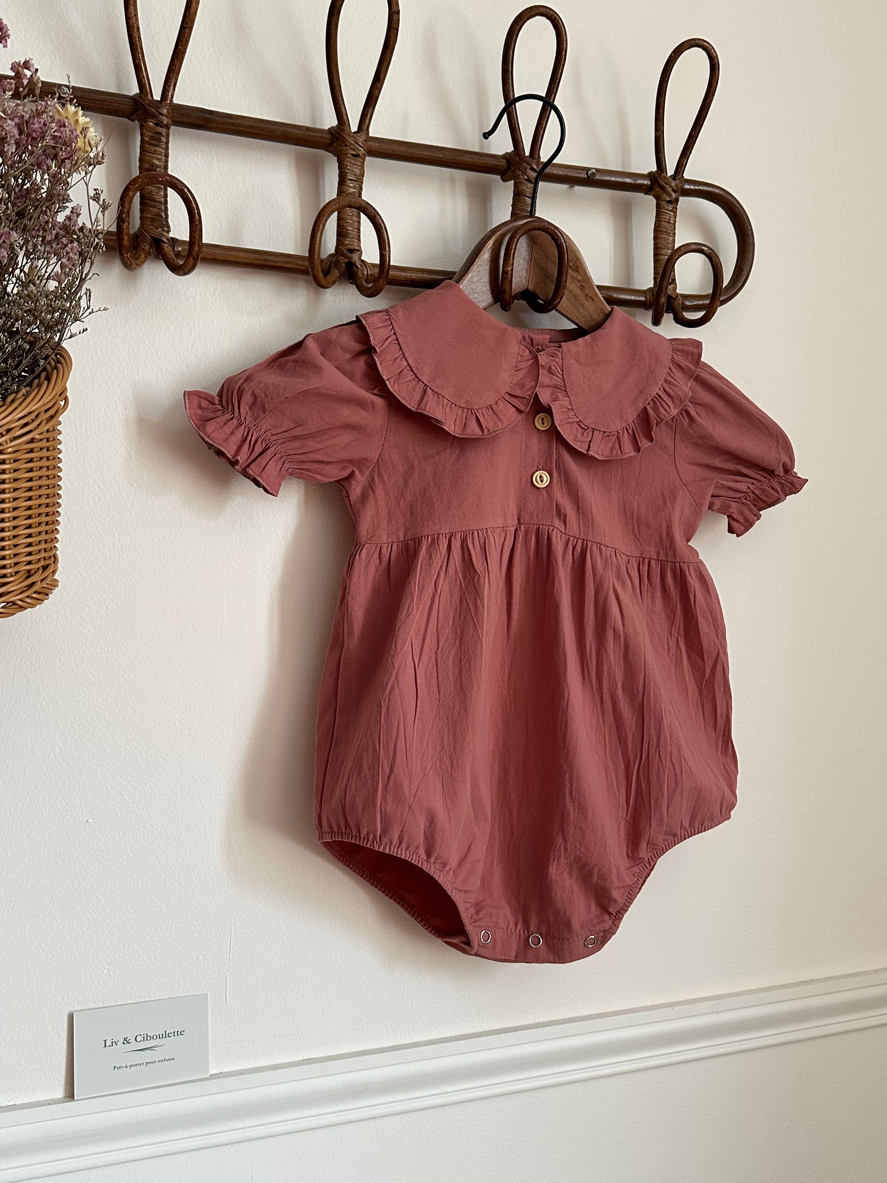 Combinaison bloomer vieux rose été Liv&Ciboulette