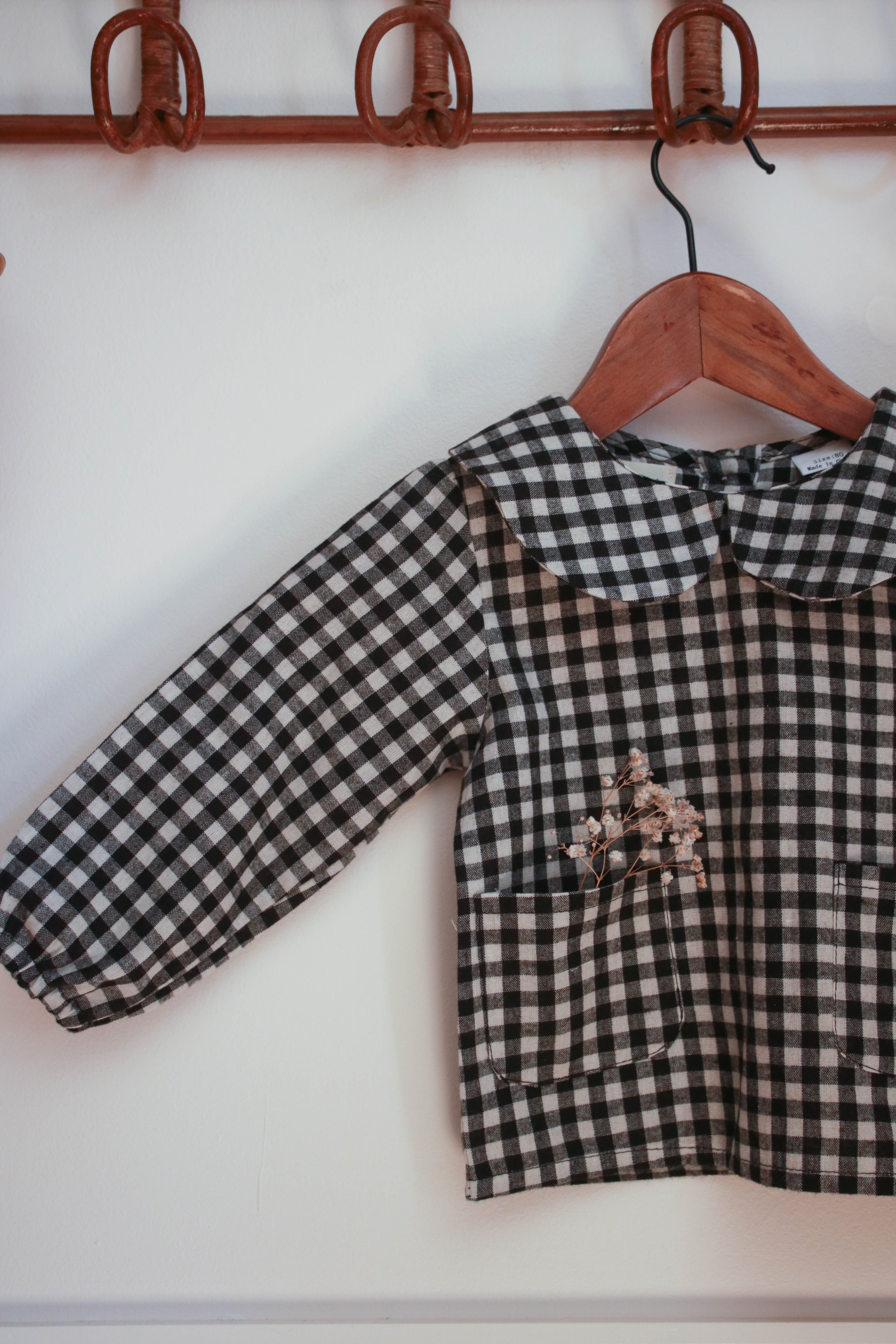 Chemise vichy flanelle col Claudine Liv&Ciboulette