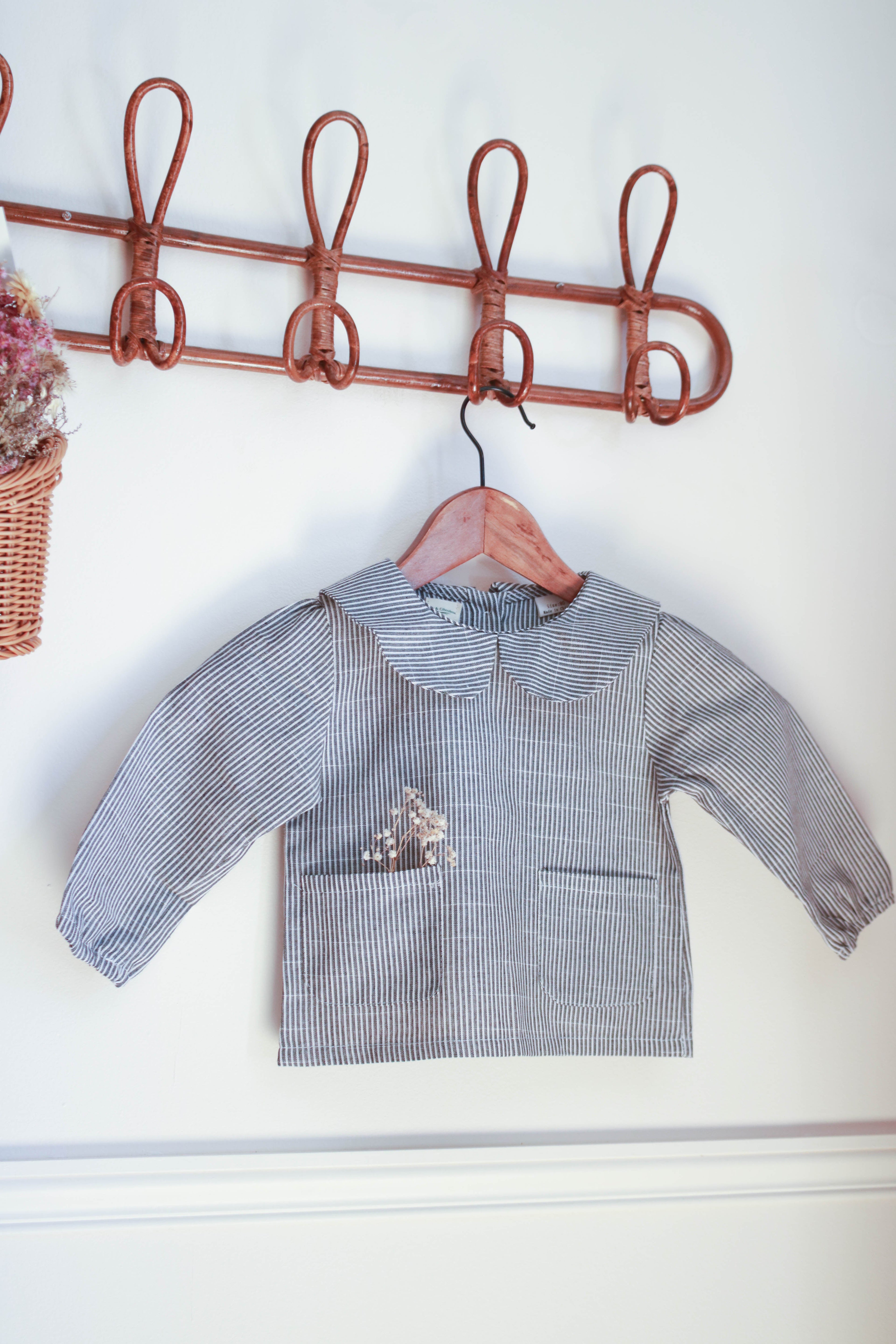 Chemise bébé rayée col Claudine Liv&Ciboulette