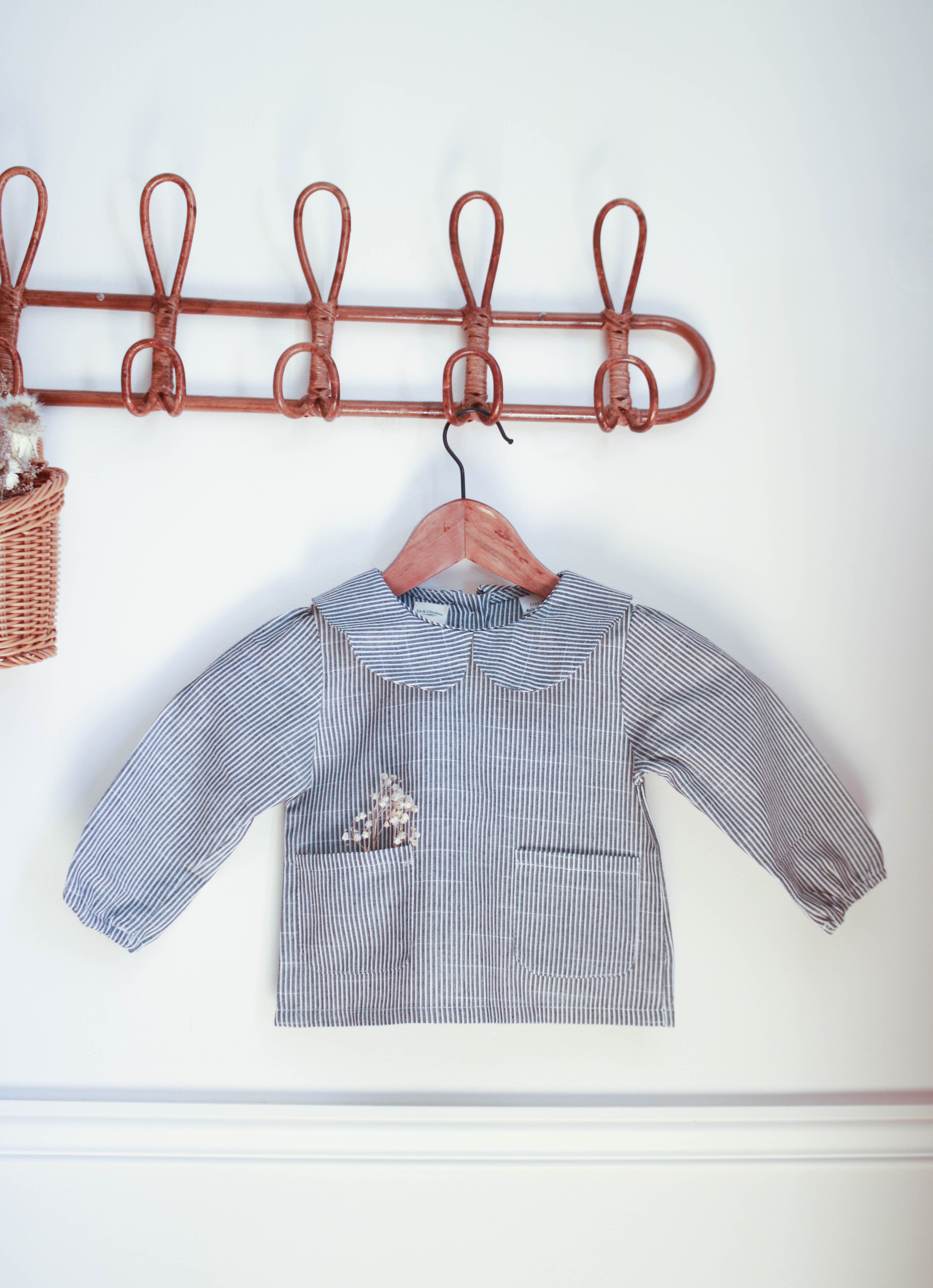 Chemise bébé rayée col Claudine Liv&Ciboulette