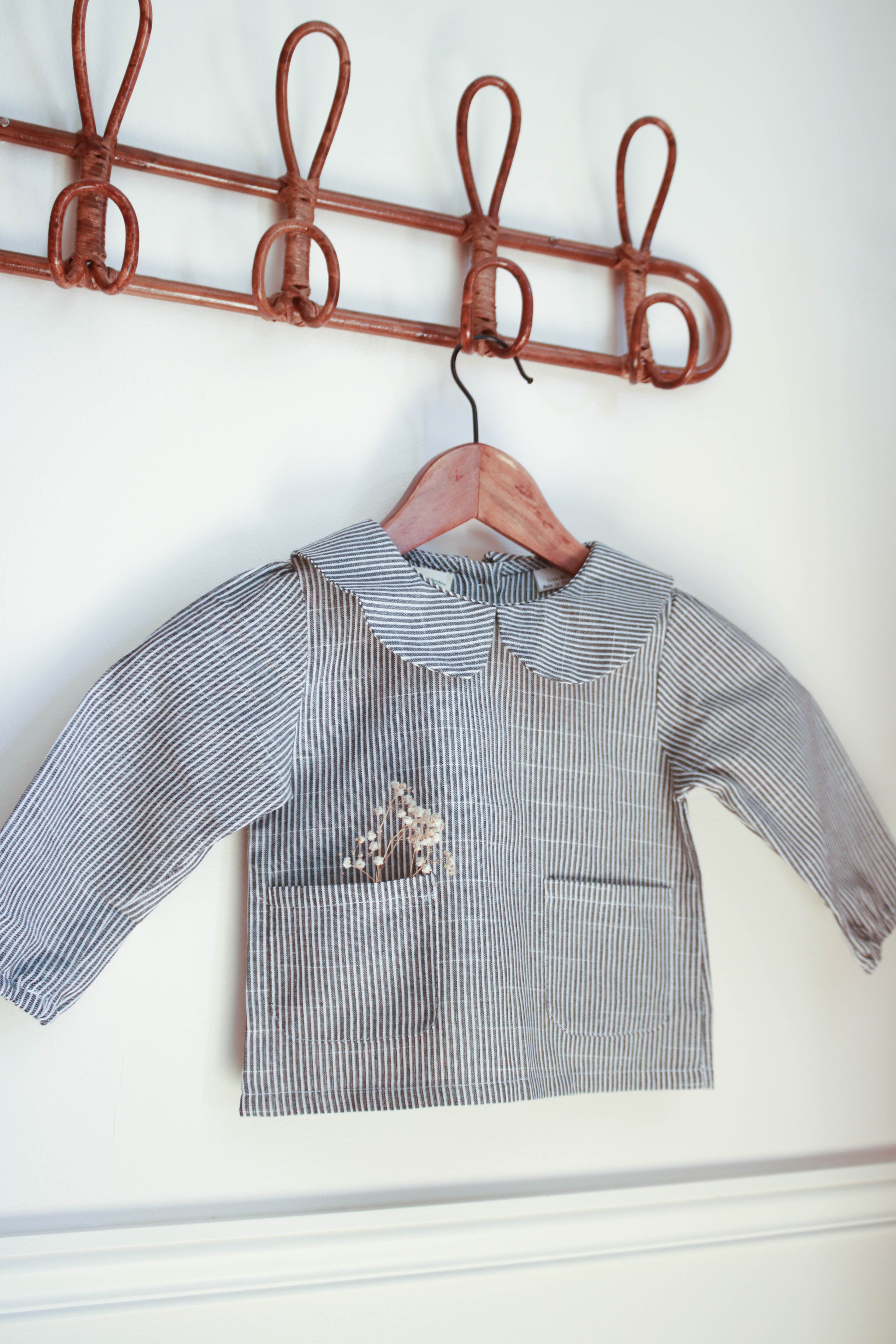 Chemise bébé rayée col Claudine Liv&Ciboulette