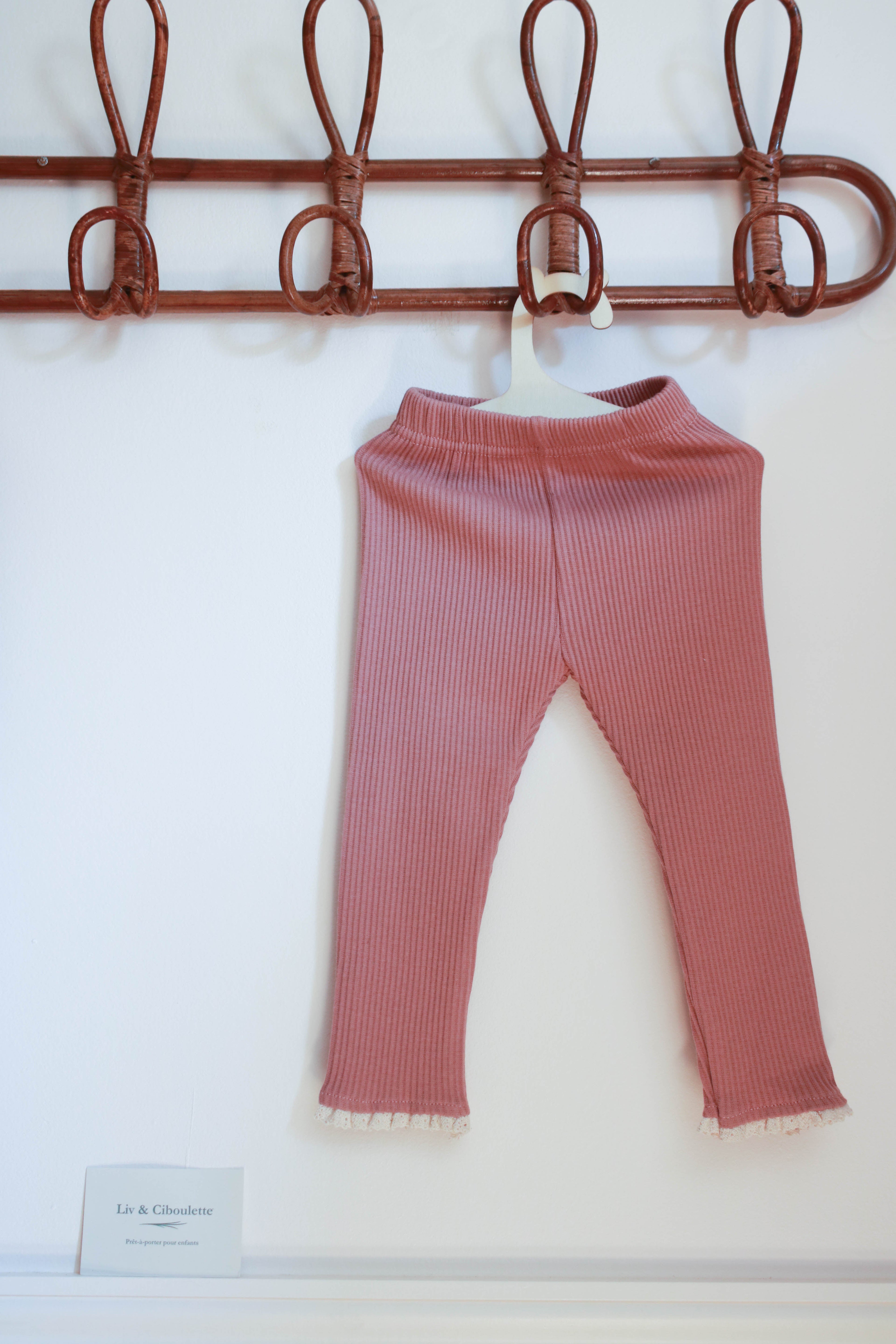Legging bébé dentelle rose poudré Liv&Ciboulette