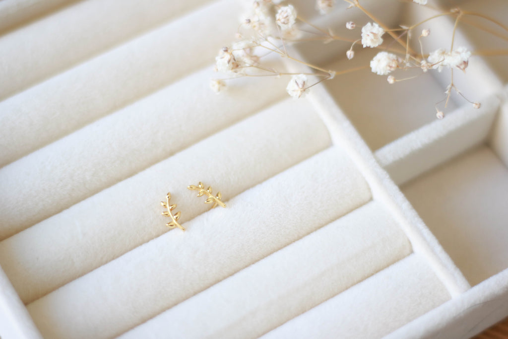 Boucles d’oreilles feuille plaqué or Liv&Ciboulette