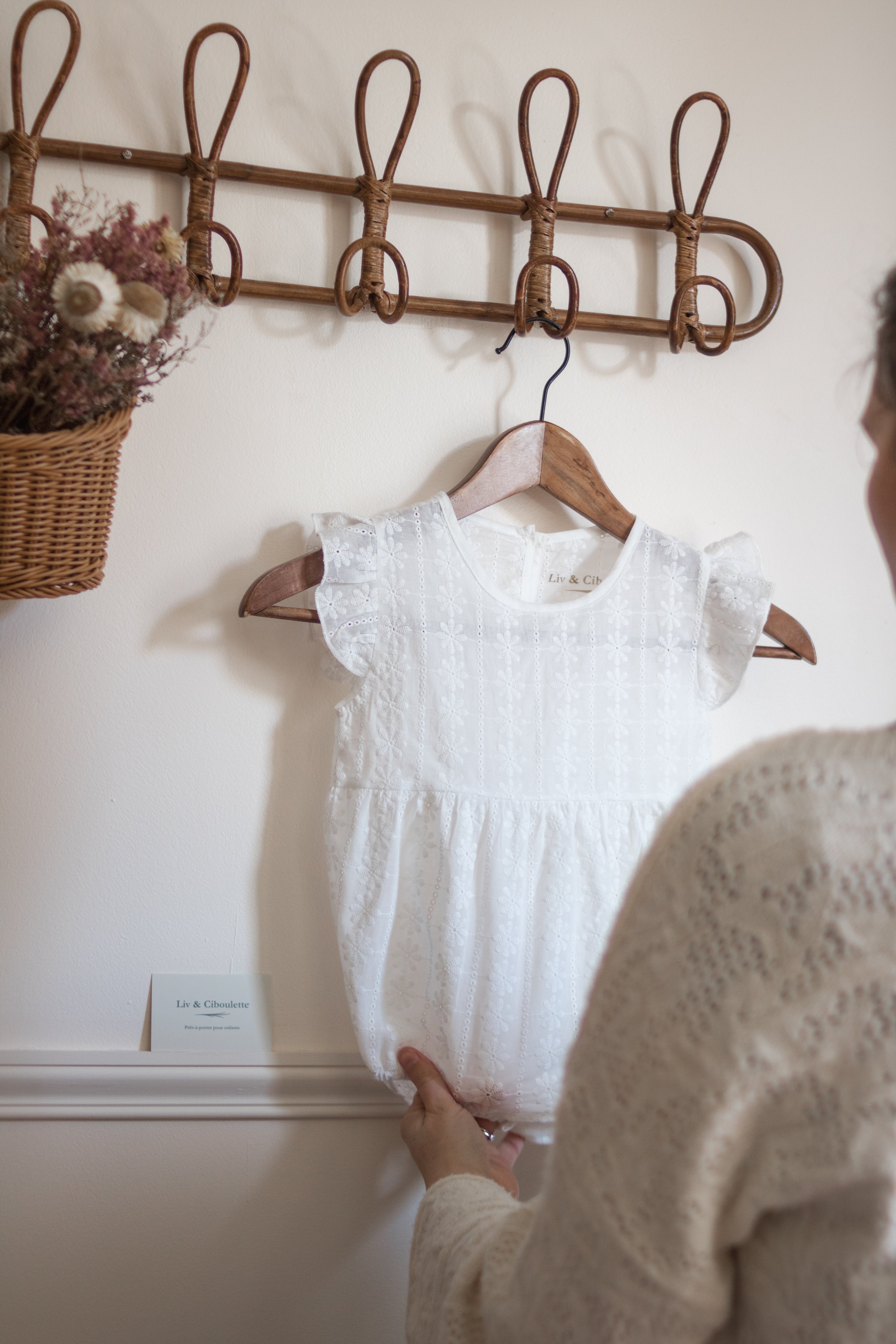Barboteuse dentelle coton bébé fille été Liv&Ciboulette