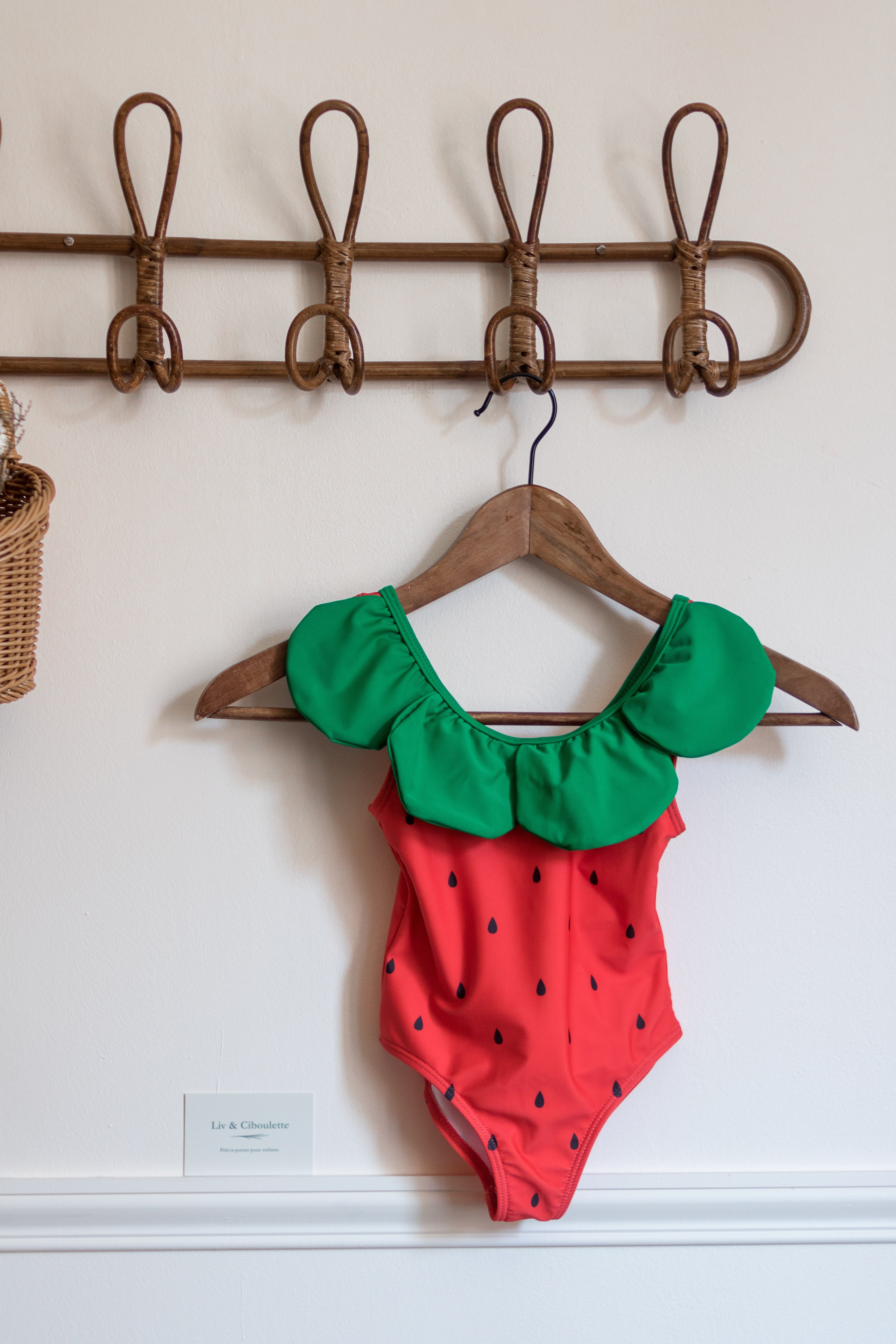 Maillot de bain fraise petite fille Liv&Ciboulette