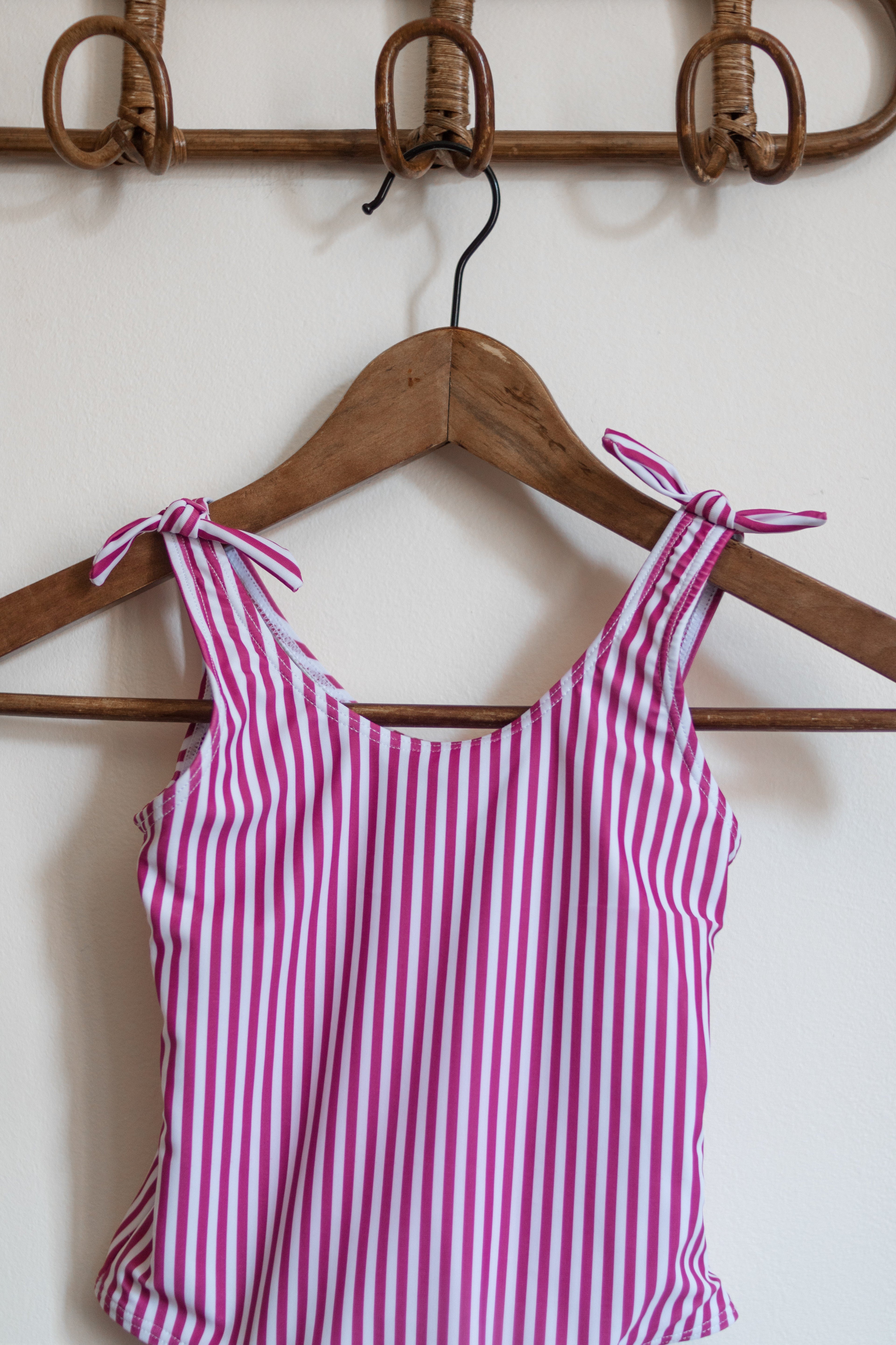 Maillot de bain rayé rose petite fille Liv&Ciboulette