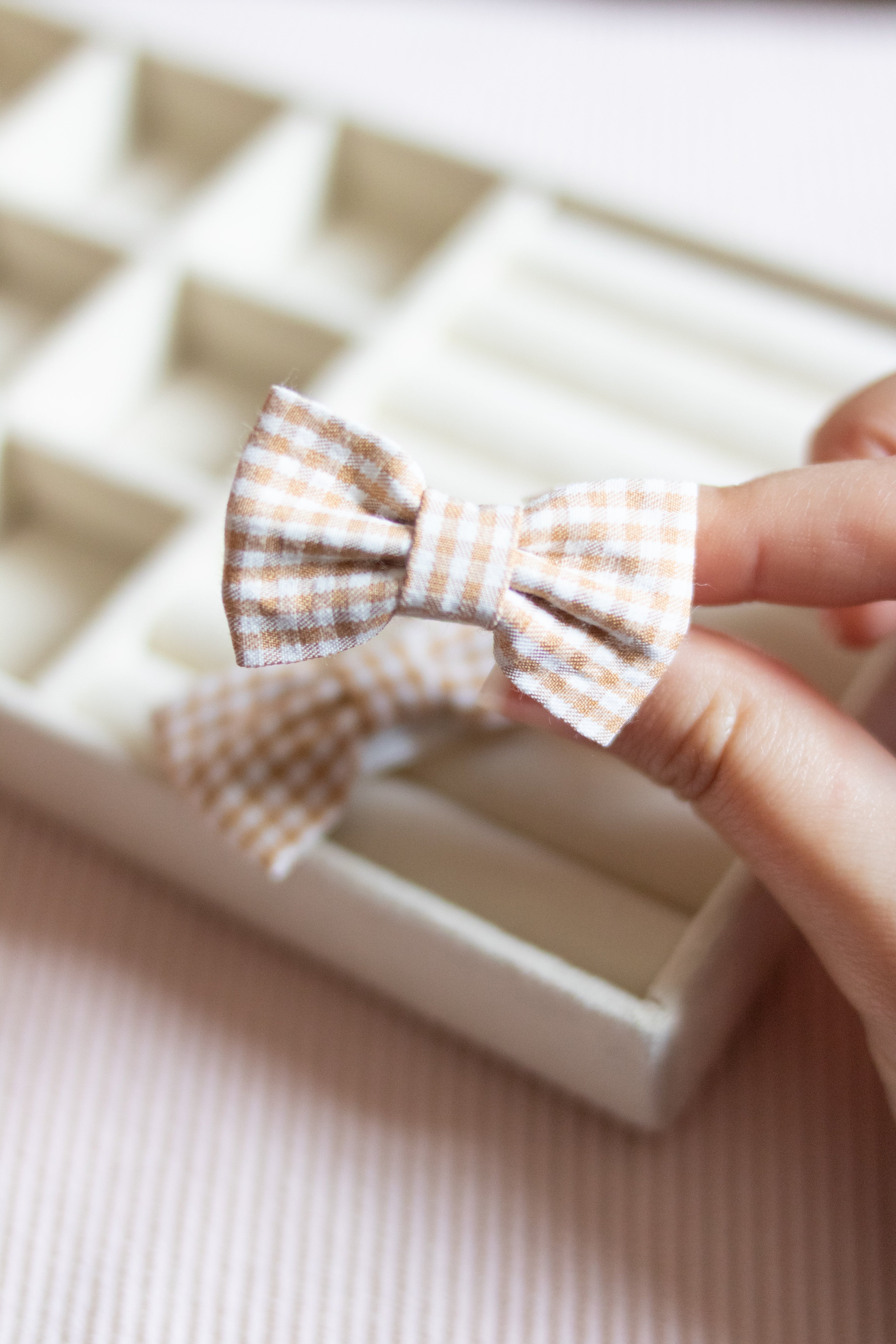 Barrettes vichy beige Liv&Ciboulette