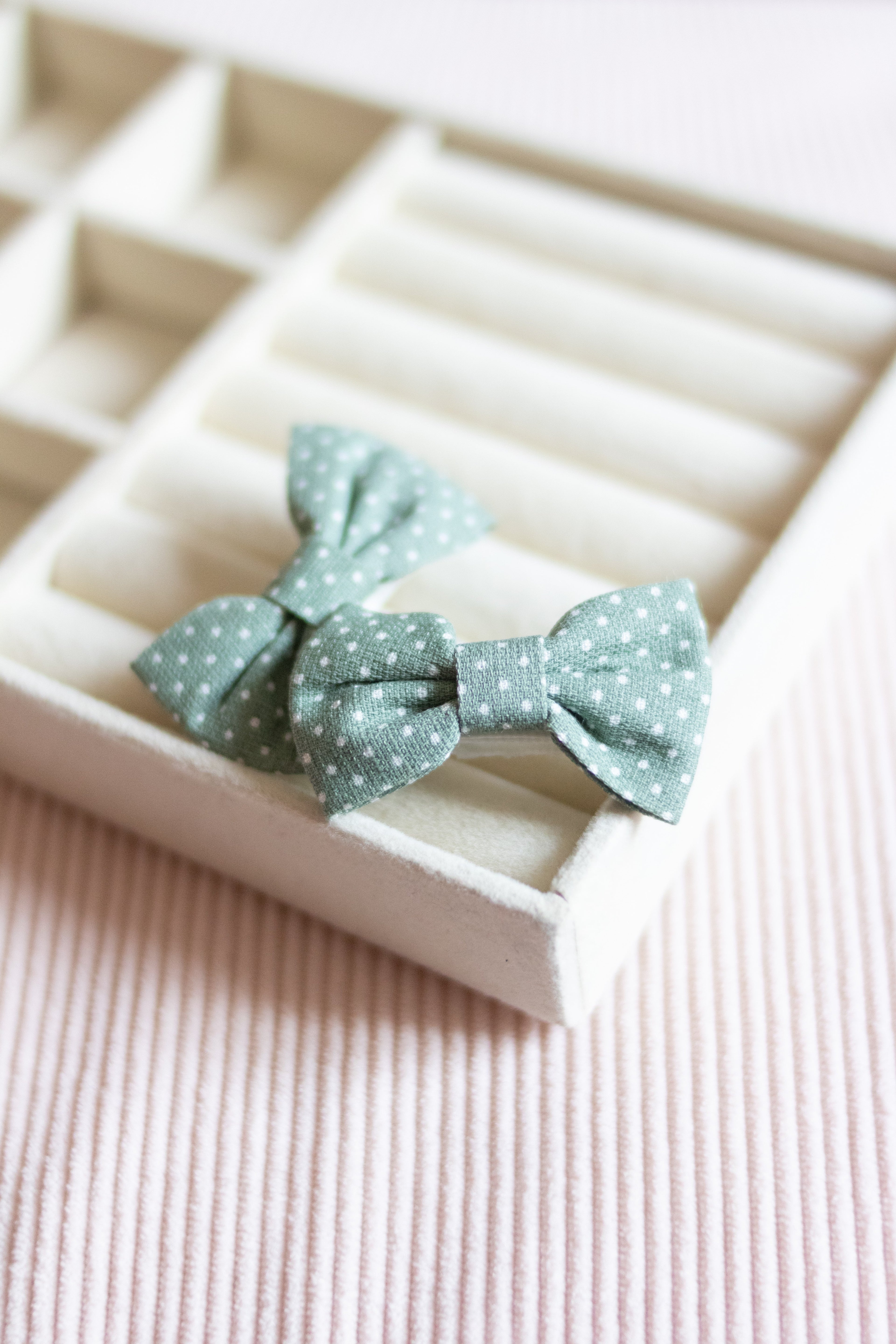 Barrettes verte à pois Liv&Ciboulette