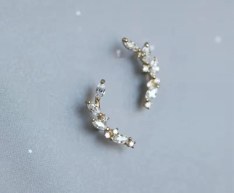 Boucles d’oreilles demi lune oxydes de zirconium Liv&Ciboulette