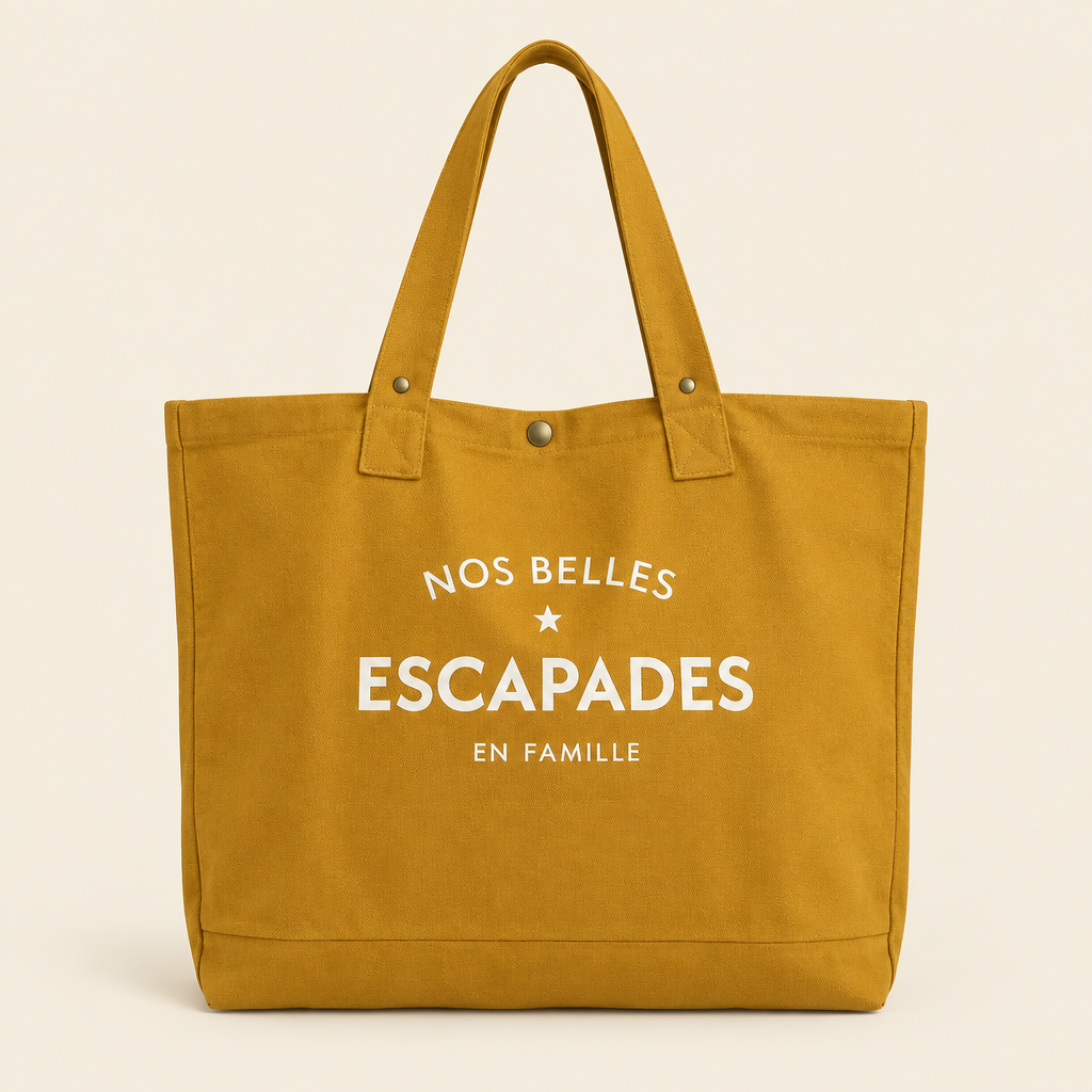 Grand sac cabas XL en toile Liv&Ciboulette, fond uni simple