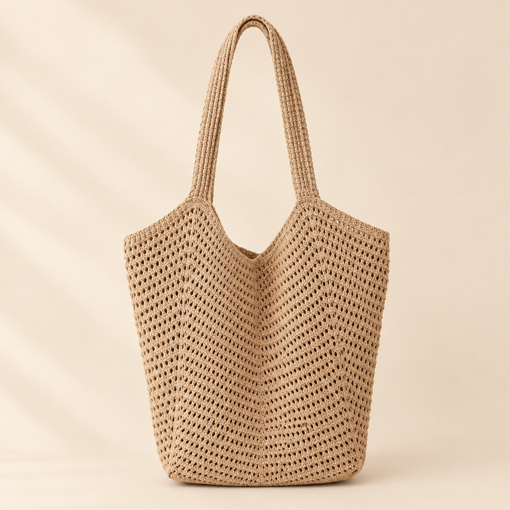Sac crochet Liv&Ciboulette, fond crème doux